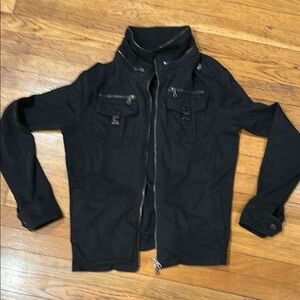 Black Lightweight Shirt Jacket with Full-Length Zipper